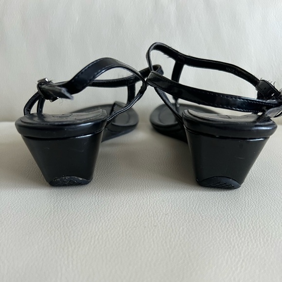 Aldo Black Wedge Thong Sandal size 37 - Picture 3 of 5